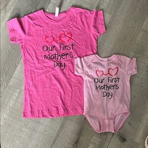 Pink Mother's Day Matching T-Shirt and Onsie